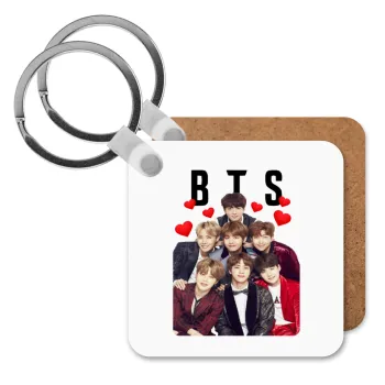 BTS hearts, Μπρελόκ Ξύλινο τετράγωνο MDF