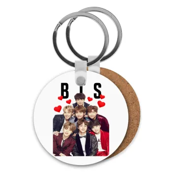 BTS hearts, Μπρελόκ Ξύλινο στρογγυλό MDF Φ5cm