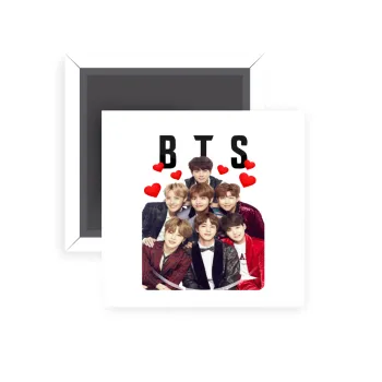 BTS hearts, Μαγνητάκι ψυγείου τετράγωνο διάστασης 5x5cm
