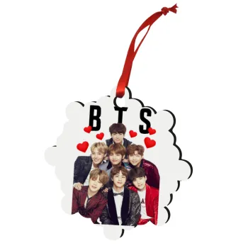 BTS hearts, Christmas ornament snowflake wooden 7.5cm