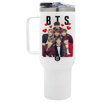 BTS hearts, Mega Tumbler με καπάκι, διπλού τοιχώματος (θερμό) 1,2L
