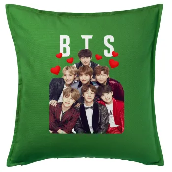 BTS hearts, Sofa cushion Green 50x50cm includes filling