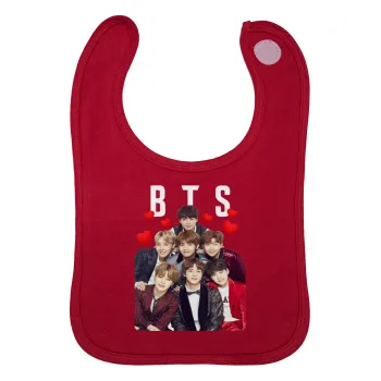 BTS hearts, Σαλιάρα με Σκρατς Κόκκινη 100% Organic Cotton (0-18 months)