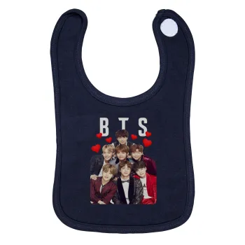 BTS hearts, Σαλιάρα με Σκρατς 100% Organic Cotton Μπλε (0-18 months)