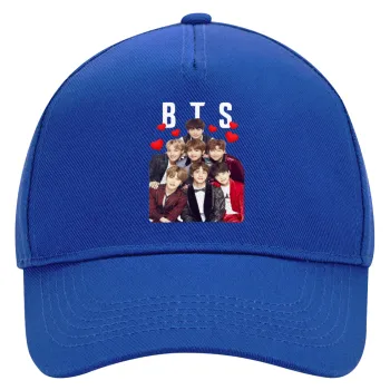 BTS hearts, Καπέλο Ενηλίκων Ultimate ΜΠΛΕ, (100% ΒΑΜΒΑΚΕΡΟ DRILL, ΕΝΗΛΙΚΩΝ, UNISEX, ONE SIZE)