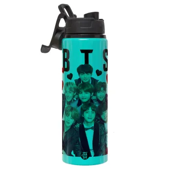 BTS hearts, Μεταλλικό παγούρι νερού με καπάκι ασφαλείας, αλουμινίου 850ml