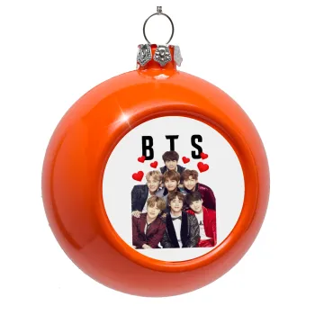 BTS hearts, Στολίδι Χριστουγεννιάτικη μπάλα δένδρου Πορτοκαλί 8cm