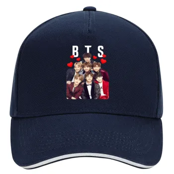 BTS hearts, DRILL Adult Ultimate Hat BLUE/WHITE, (100% COTTON, ADULT, UNISEX, ONE SIZE)
