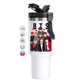 BTS hearts, Mega Stainless steel Tumbler with lid, double wall 1,2L