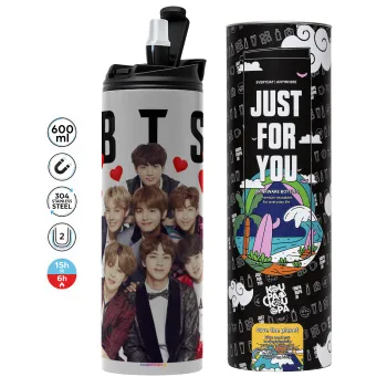 BTS hearts, Tumbler stainless steel GREY 600ml
