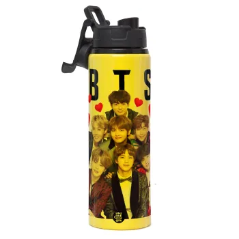 BTS hearts, Μεταλλικό παγούρι νερού με καπάκι ασφαλείας, αλουμινίου 850ml