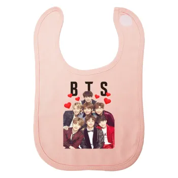 BTS hearts, Σαλιάρα με Σκρατς ΡΟΖ 100% Organic Cotton (0-18 months)