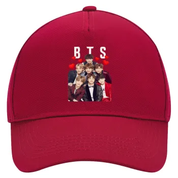 BTS hearts, Adult Ultimate Hat RED, (100% COTTON DRILL, ADULT, UNISEX, ONE SIZE)