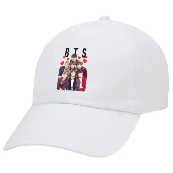BTS hearts, Καπέλο Ενηλίκων Baseball Λευκό 5-φύλλο (POLYESTER, ΕΝΗΛΙΚΩΝ, UNISEX, ONE SIZE)