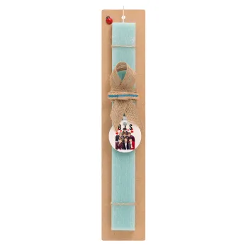 BTS hearts, Easter Set, wooden keychain & aromatic flat Easter candle (30cm) (TURQUOISE)