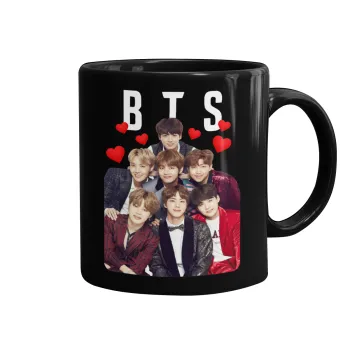 BTS hearts, Κούπα Μαύρη, κεραμική, 330ml