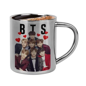 BTS hearts, Double-wall metal cup for espresso (220ml)