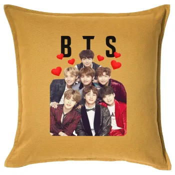 BTS hearts, Sofa cushion YELLOW 50x50cm includes filling