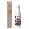 Easter Set, metallic stainless thermos bottle (500ml) & scented flat Easter candle (30cm) (GRAY)