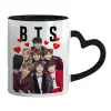 Mug heart black handle, ceramic, 330ml