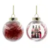 Στολίδι Χριστουγεννιάτικη μπάλα δένδρου διάφανη με κόκκινο γέμισμα 8cm