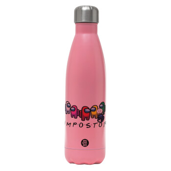 Among US impostor, Metal mug thermos Pink Mat (Stainless steel), double wall, 500ml
