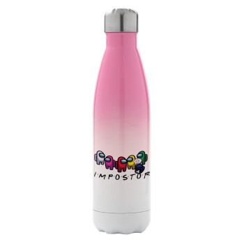 Among US impostor, Metal mug thermos Pink/White (Stainless steel), double wall, 500ml