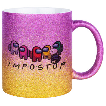 Among US impostor, Κούπα Χρυσή/Ροζ Glitter, κεραμική, 330ml