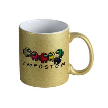 Among US impostor, Κούπα Χρυσή Glitter που γυαλίζει, κεραμική, 330ml