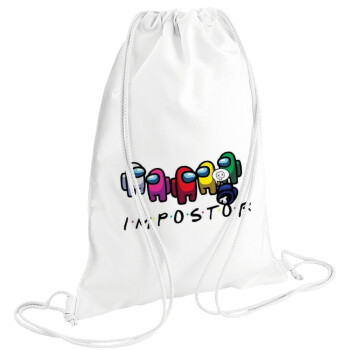 Among US impostor, Backpack pouch GYMBAG white (28x40cm)