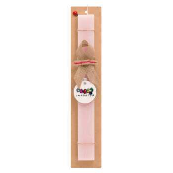 Among US impostor, Easter Set, wooden keychain & scented flat Easter candle (30cm) (PINK)