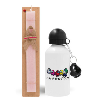 Among US impostor, Easter Set, metallic aluminum bottle (500ml) & aromatic flat Easter candle (30cm) (PINK)