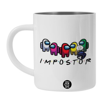 Among US impostor, Λευκή Ανοξείδωτη Μεταλλική Κούπα 450ml - Διπλού Τοιχώματος 