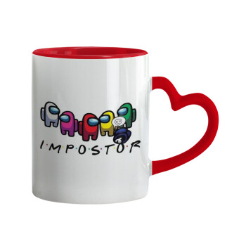 Among US impostor, Mug heart red handle, ceramic, 330ml