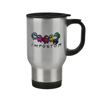 Among US impostor, Κούπα ταξιδιού ανοξείδωτη με καπάκι, διπλού τοιχώματος (θερμό) 450ml