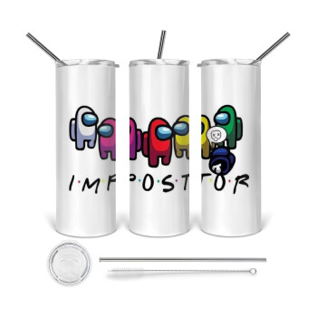 Among US impostor, Tumbler stainless steel 600ml, with metal straw & cleaning brush