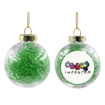 Among US impostor, Χριστουγεννιάτικη μπάλα δένδρου διάφανη με πράσινο γέμισμα 8cm