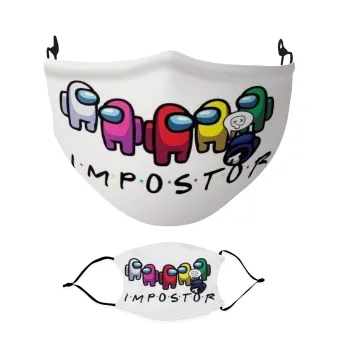 Among US impostor, Μάσκα υφασμάτινη Ενηλίκων πολλαπλών στρώσεων με υποδοχή φίλτρου