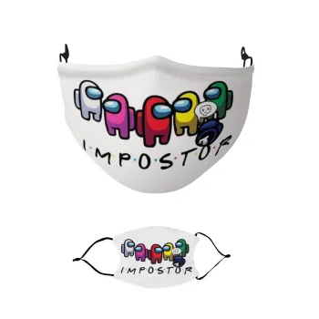 Among US impostor, Μάσκα υφασμάτινη παιδική πολλαπλών στρώσεων με υποδοχή φίλτρου