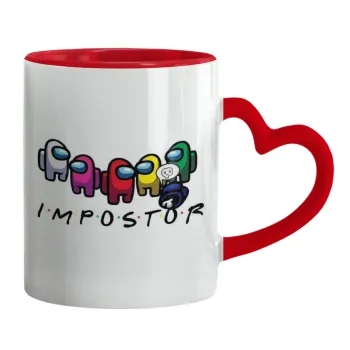 Among US impostor, Mug heart red handle, ceramic, 330ml