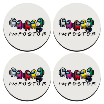 Among US impostor, ΣΕΤ 4 Σουβέρ ξύλινα στρογγυλά (9cm)