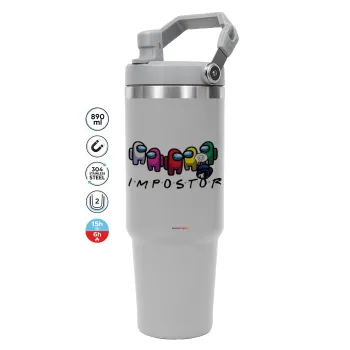 Among US impostor, ΓΚΡΙ χρώματος Θερμός Ανοξείδωτο 890ml (30oz) με χερούλι