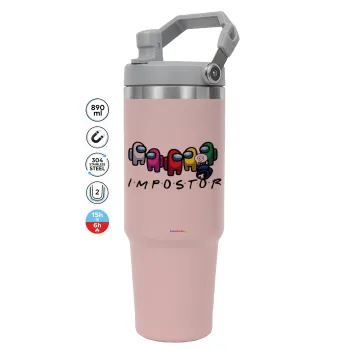 Among US impostor, ΡΟΖ χρώματος Θερμός Ανοξείδωτο 890ml (30oz) με χερούλι