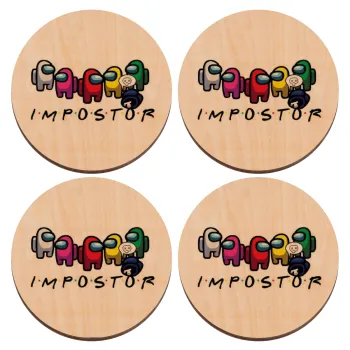 Among US impostor, ΣΕΤ x4 Σουβέρ ξύλινα στρογγυλά plywood (9cm)