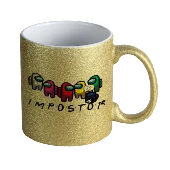Among US impostor, Κούπα Χρυσή Glitter που γυαλίζει, κεραμική, 330ml