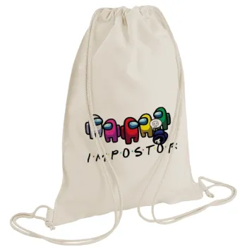 Among US impostor, Τσάντα πλάτης πουγκί GYMBAG natural (28x40cm)