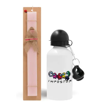 Among US impostor, Easter Set, metallic aluminum bottle (500ml) & aromatic flat Easter candle (30cm) (PINK)