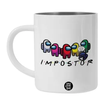 Among US impostor, Λευκή Ανοξείδωτη Μεταλλική Κούπα 450ml - Διπλού Τοιχώματος 