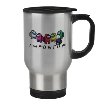 Among US impostor, Κούπα ταξιδιού ανοξείδωτη με καπάκι, διπλού τοιχώματος (θερμό) 450ml