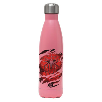 Spiderman cracked, Metal mug thermos Pink Mat (Stainless steel), double wall, 500ml
